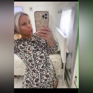 Zara Floral Long Sleeve Dress - Red, Blue, White